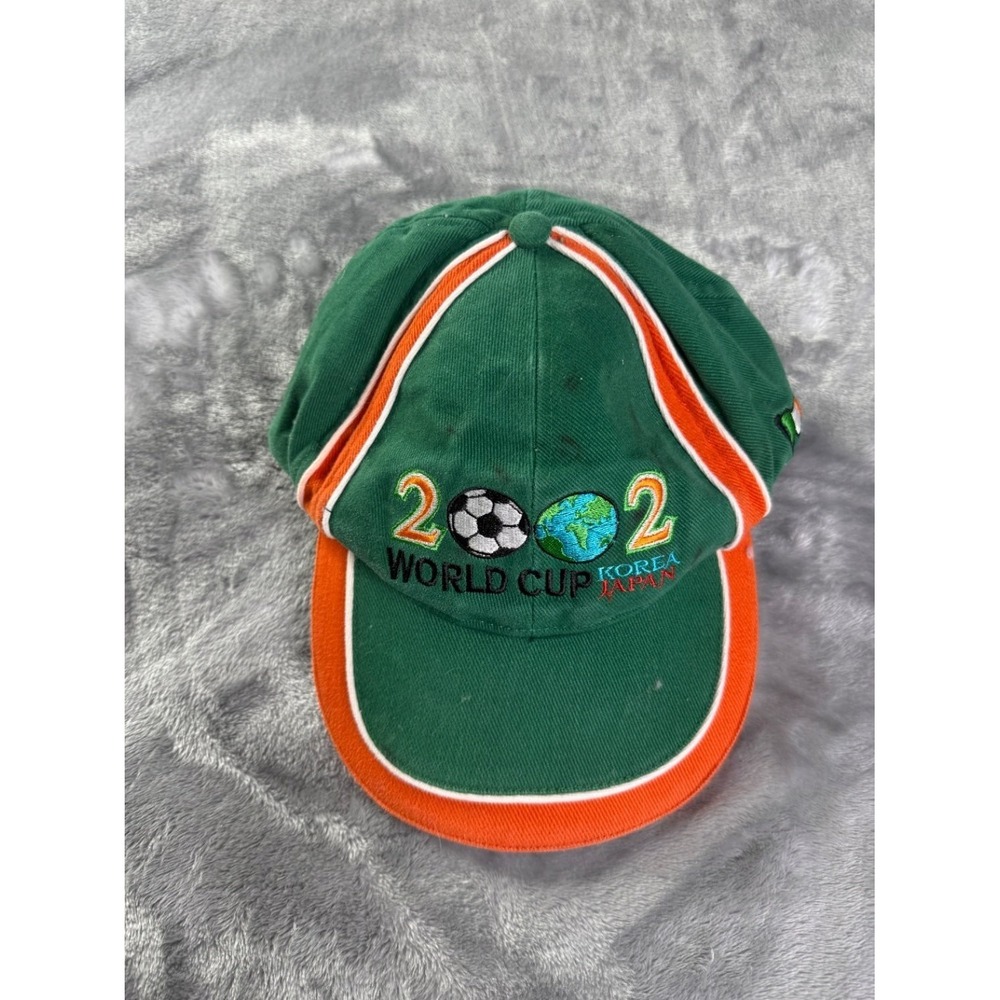 2002 World Cup Korea Japan Ireland Soccer Hat Mens Osfa Green Strapback OS white